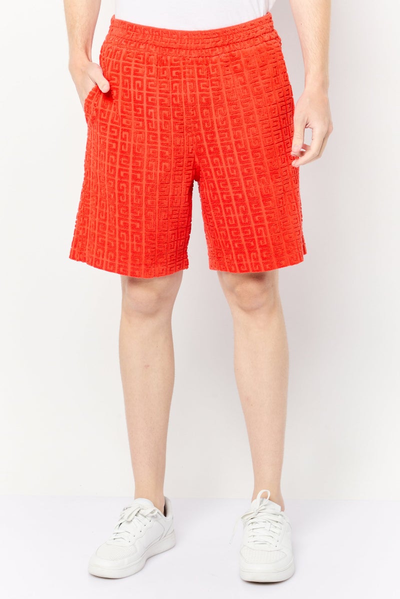 GIVENCHY Men Textured Basic Shorts, Orange - Image 1