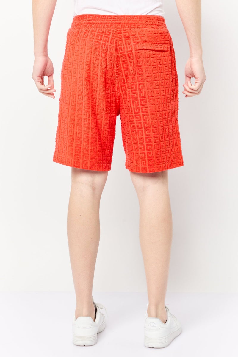 GIVENCHY Men Textured Basic Shorts, Orange - Image 4