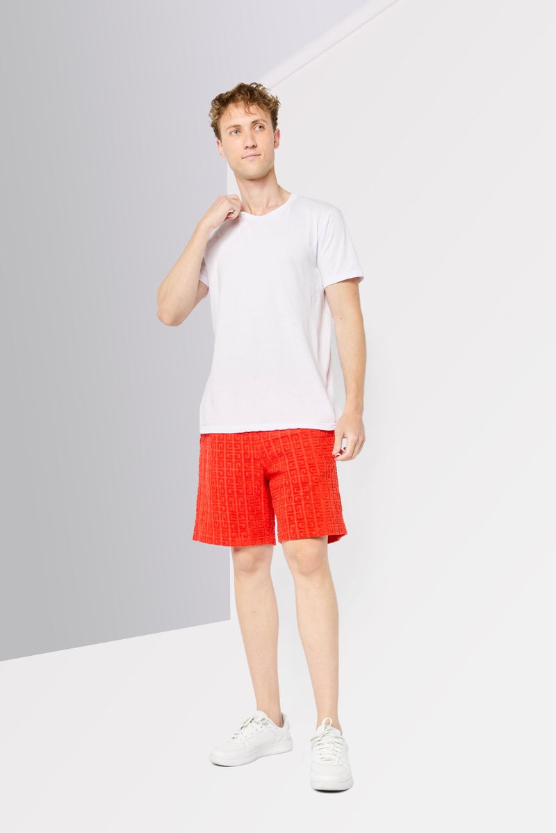 GIVENCHY Men Textured Basic Shorts, Orange - Image 2