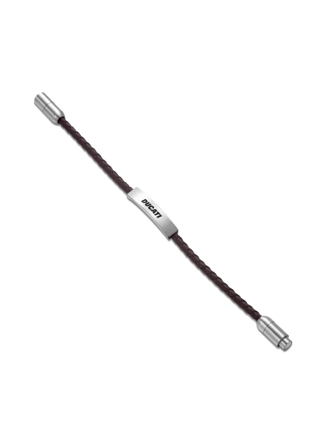 دوكاتي سوار جلدي بني بتصميم زخرفة مركزية للرجال