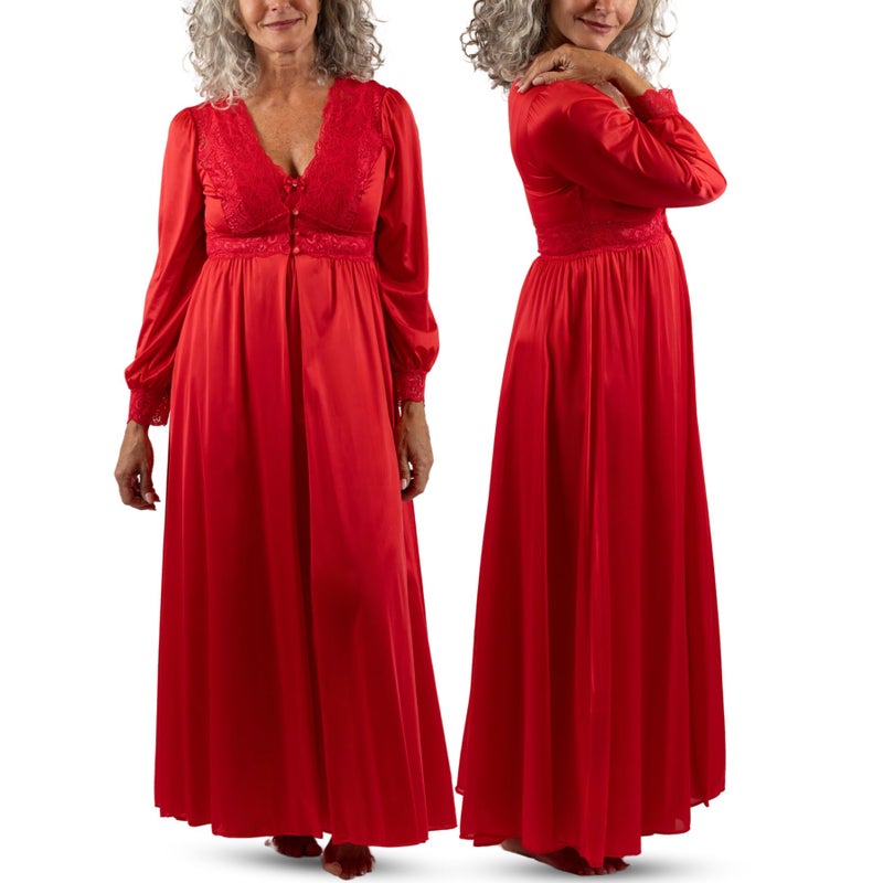 Shadowline Women's Plus-Size Silhouette 54 Inch Long Sleeve Coat, Red, 3X - Image 3