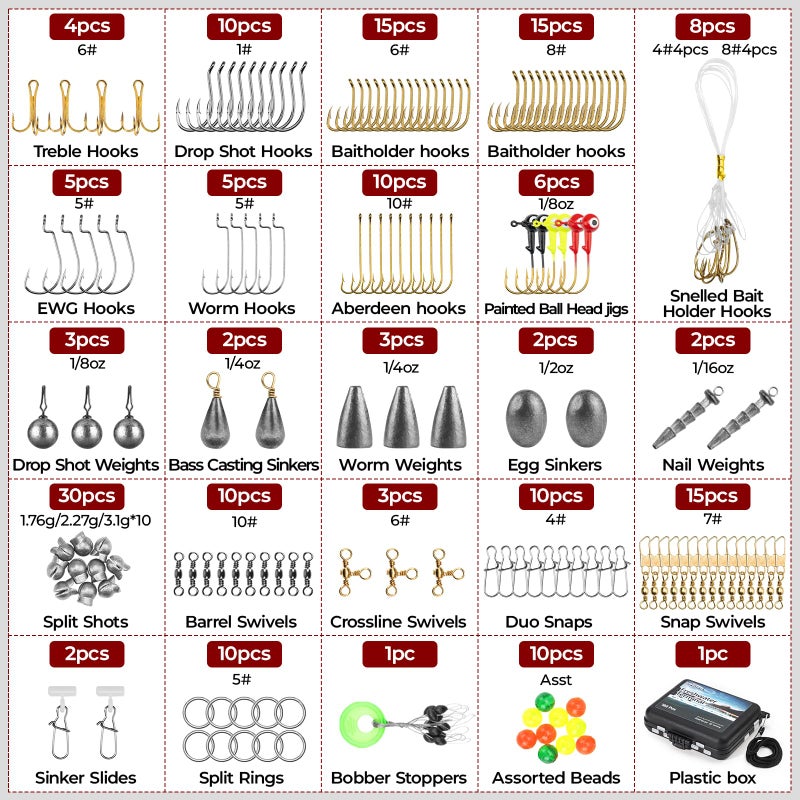 MadBite by KastKing Freshwater Terminal Tackle Kits, 182 pcs, Fishing Hooks, Accessory Kit, Freshwater Fishing Gear, Fishing Weights & Sinkers, Jig Hooks, Floats and Bobber - Image 4