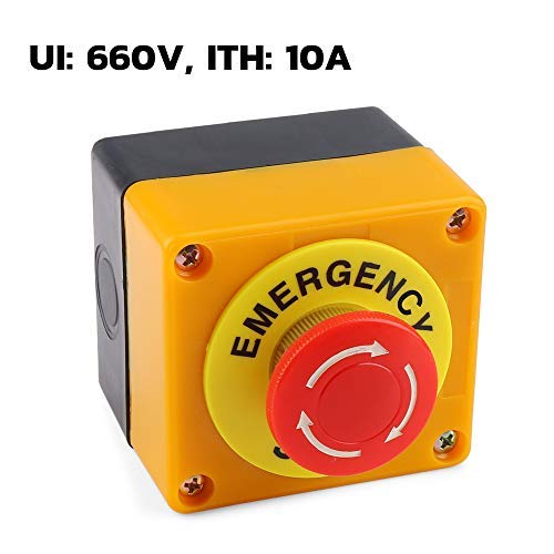 URBEST Push Button Switch AC 660V 10A Red Sign Emergency Stop Push Button Weatherproof Switch - Image 3