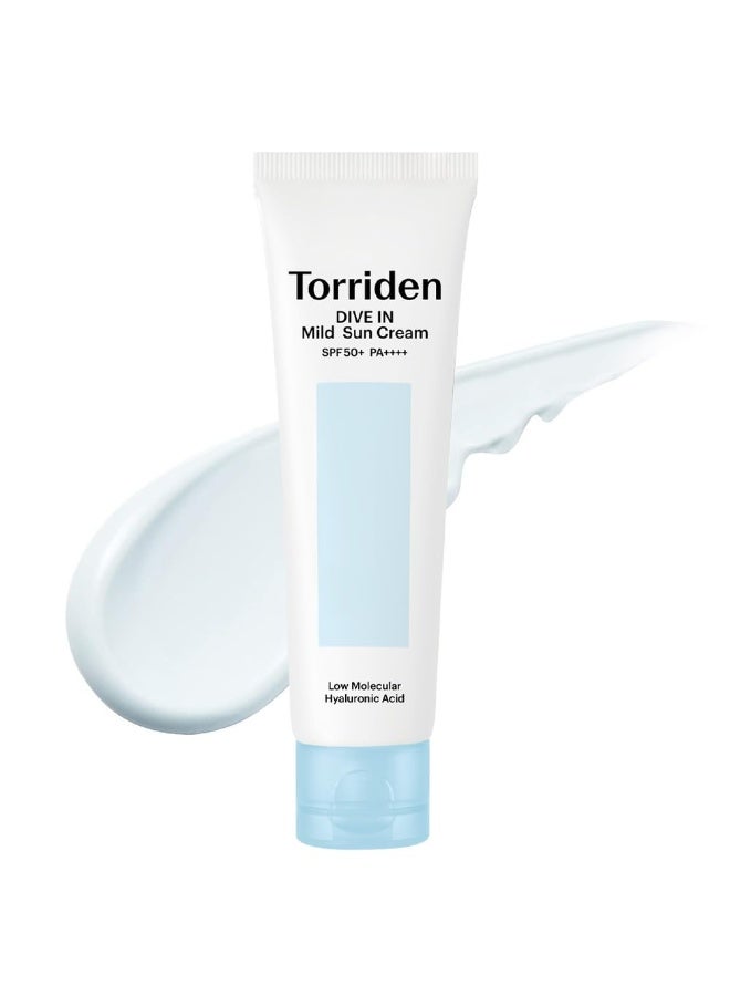 Torriden Dive-In Low Molecular Hyaluronic Acid Mild Sun Cream Spf50+ Pa++++ 60Ml — Vegan Mineral Sunscreen, Hydrating & Matte Finish, 2.02 Fl Oz - Image 1