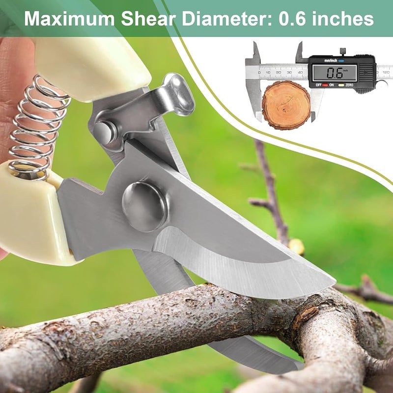 MEPEREZ Premium garden shears,professional garden clippers,florist rose flowers plants trimmers,durable pruning shears for gardening,floral snips,tree cutter, 8 inch super sharp 2 pack white scissors - Image 3