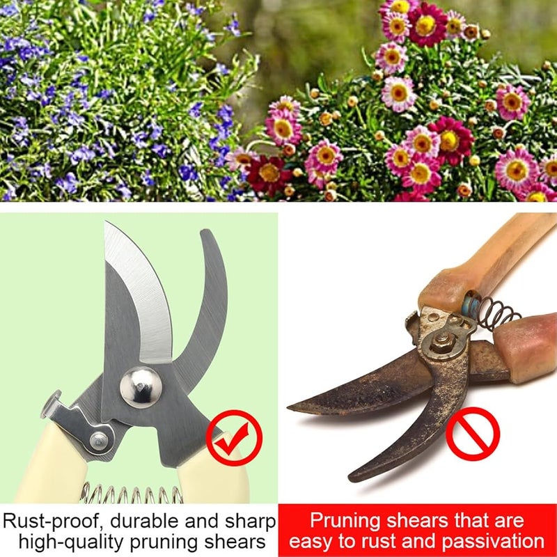 MEPEREZ Premium garden shears,professional garden clippers,florist rose flowers plants trimmers,durable pruning shears for gardening,floral snips,tree cutter, 8 inch super sharp 2 pack white scissors - Image 4
