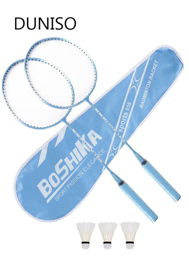 DUNISO Badminton Set 2 Player Badminton Rackets Lightweight Badminton Racquet with 3 Shuttlecocks and 1 Carrying Bag, Badminton Backyard Games for Outdoor, Garden, Beach, Family Fun Game  - Image 1