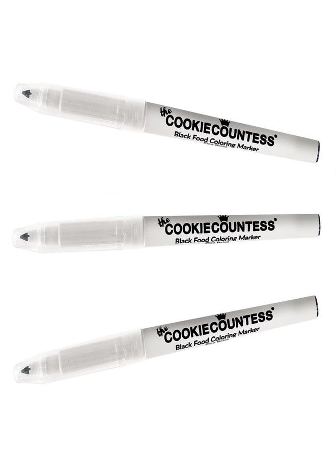 The Cookie Countess Inc أقلام تلوين الطعام ذات الرأس الرفيع الأسود من ذا كوكي كاونتيس - عبوة اقتصادية من 3 قطع - Image 1