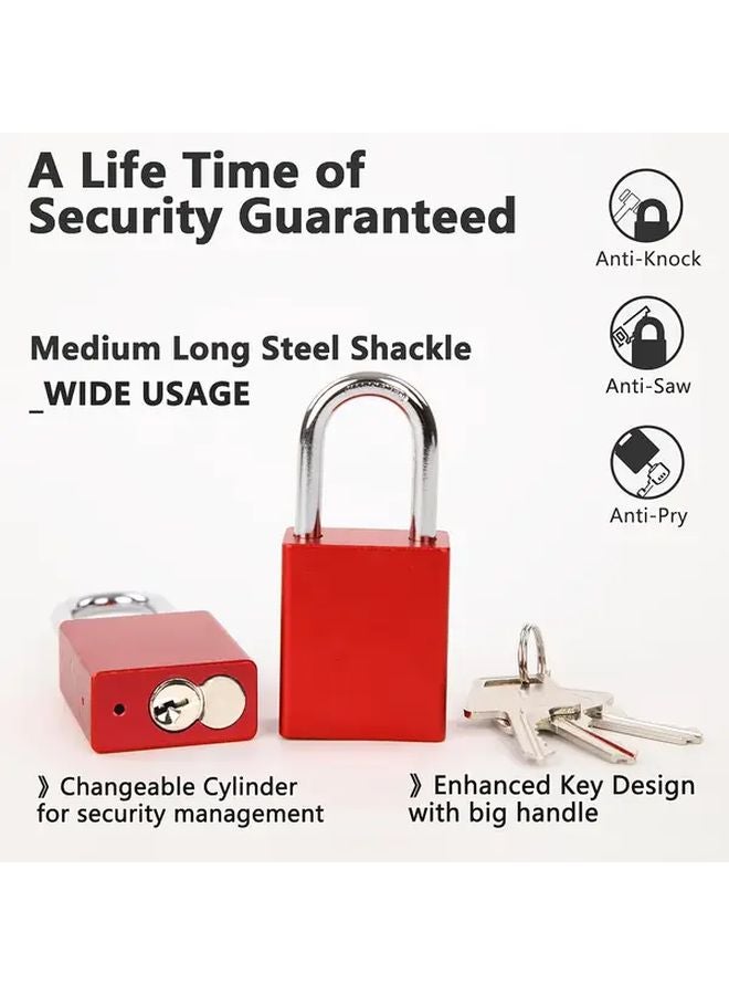 قفل خارجي معلق ثقيل مقاوم للعوامل الجوية باللون الأحمر مع مفتاحين مقاوم للصدأ - Image 4