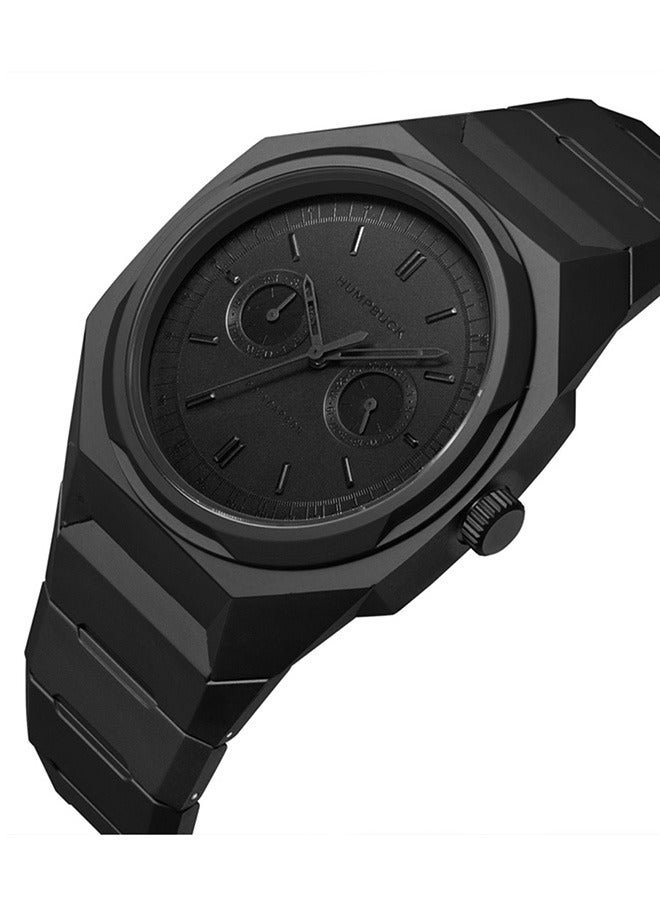 HUMPBUCK Black Knight Series Quartz Watch for Men Cool Polycarbonate Design with Day and Date Dual Sub-Dials Wristwatch - Image 3