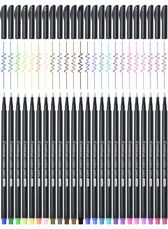 SAYEEC Colored Fineliner Pens 24 Vibrant Colors Art Coloring Markers Fine Tip Journal Planner Micron Pens Fine Line Markers for journaling Note Taking Writing Signing Drawing Card Making Office - Image 1