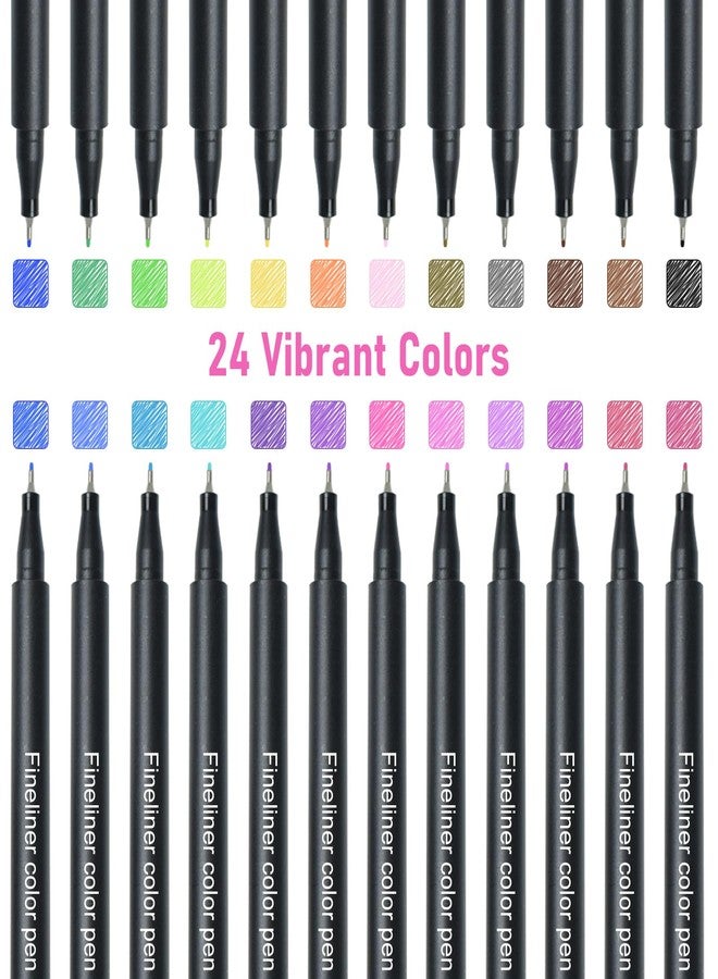 SAYEEC Colored Fineliner Pens 24 Vibrant Colors Art Coloring Markers Fine Tip Journal Planner Micron Pens Fine Line Markers for journaling Note Taking Writing Signing Drawing Card Making Office - Image 4