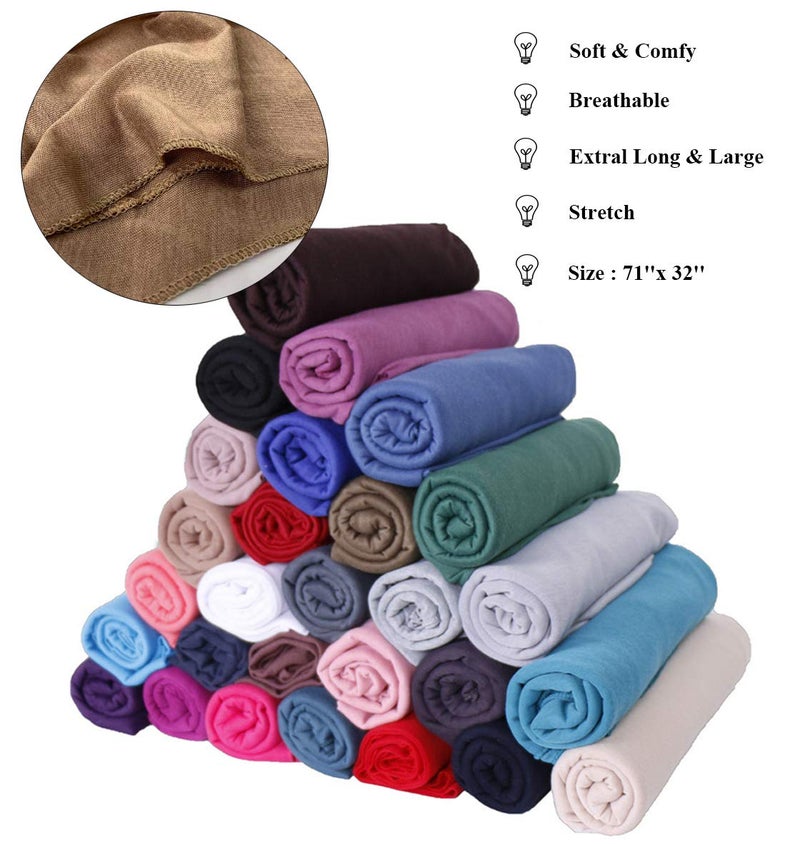 Harewom Black Hair Wrap for Women Long Stretch Jersey Head Scarf Summer Breathable Lightweight Turban Solid Color - Image 3
