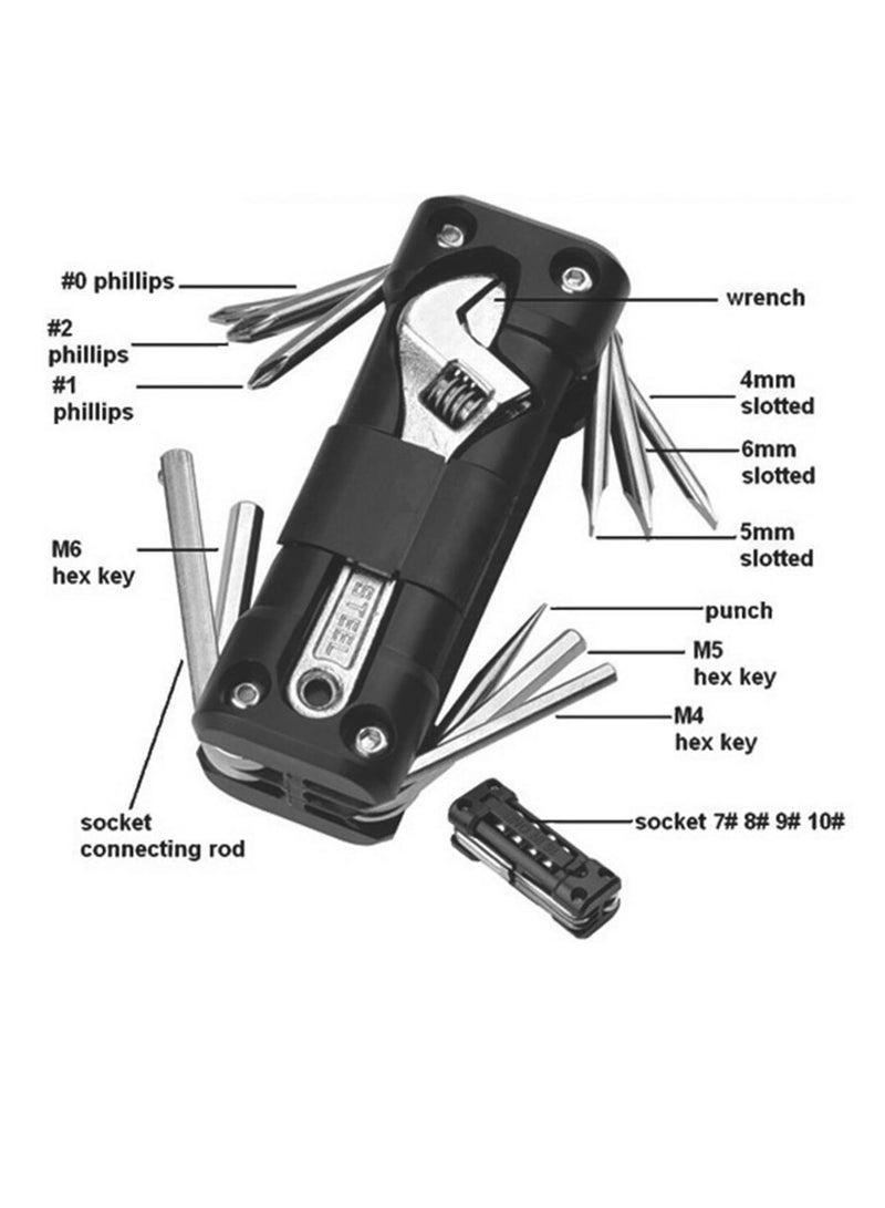 general Outdoor Camping Bicycle Motorcycle Tools Multi-Tool Kit Multi-Tool Tire Repair Tool Set with Screwdriver Motorcycle Chain Road Bike Bicycle Accessories - Image 4
