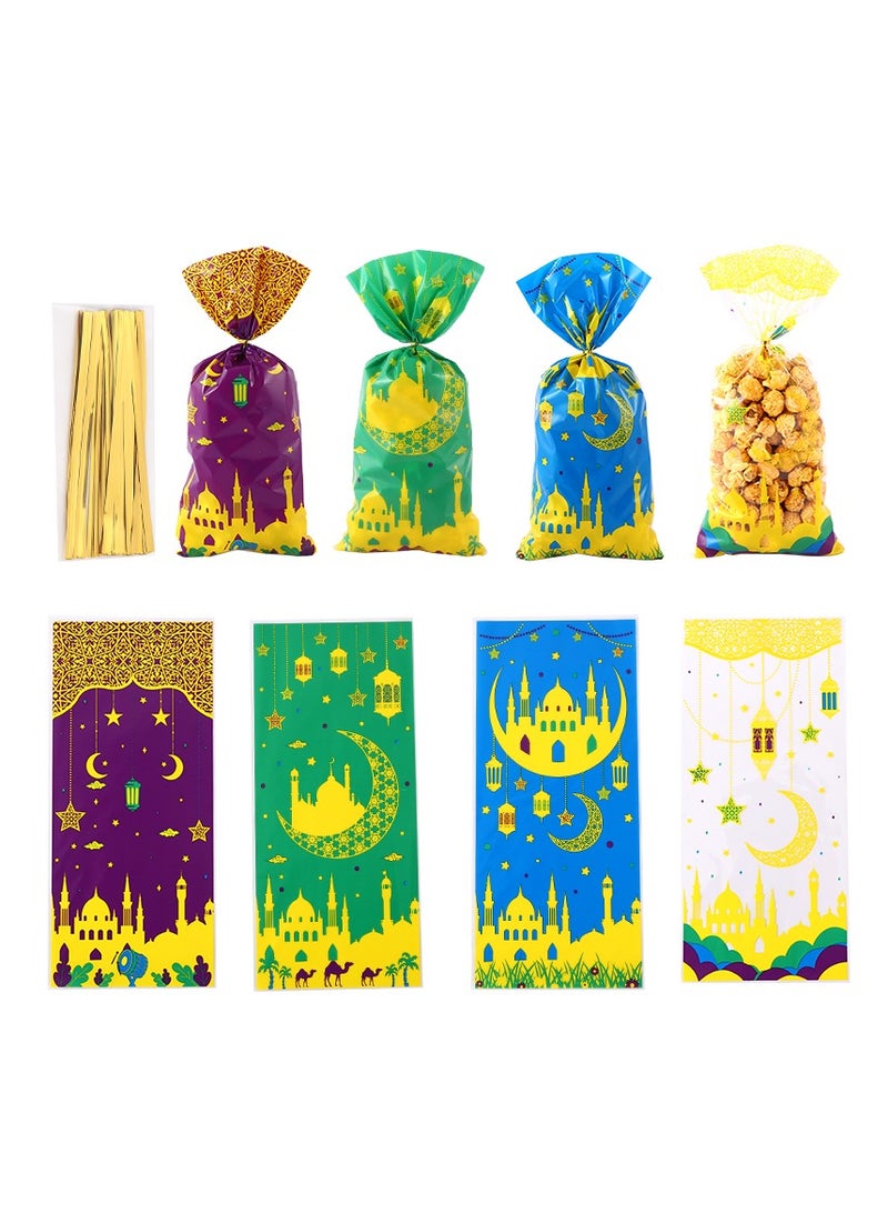 100 Pieces Eid Gift Bags Plastic Candy Sweets Cookies Bags New Party Supplies 4 Mix Styles 2025 - Image 4