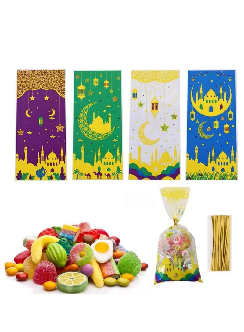 100 Pieces Eid Gift Bags Plastic Candy Sweets Cookies Bags New Party Supplies 4 Mix Styles 2025 - Image 1