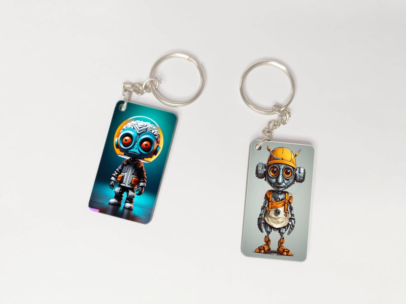OUTFITQUE OUTFITQUE Premium (Pack of 2) Anime-178 Printed Long Keychain For Bike, Scooty, Car, MDF Keyholder - Image 1
