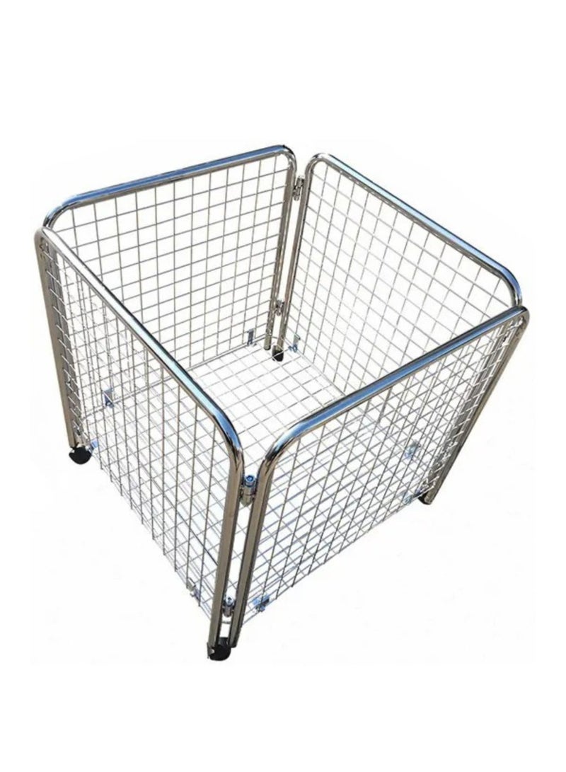 ORTUK Foldable Retail Shop Display Basket, Multi Purpose Metal Storage Basket with Wheels, 60kg Capacity Open Top Storage Supermarket Promotion Basket Organizer for Laundry Room, Bathroom, Showroom  - Image 3