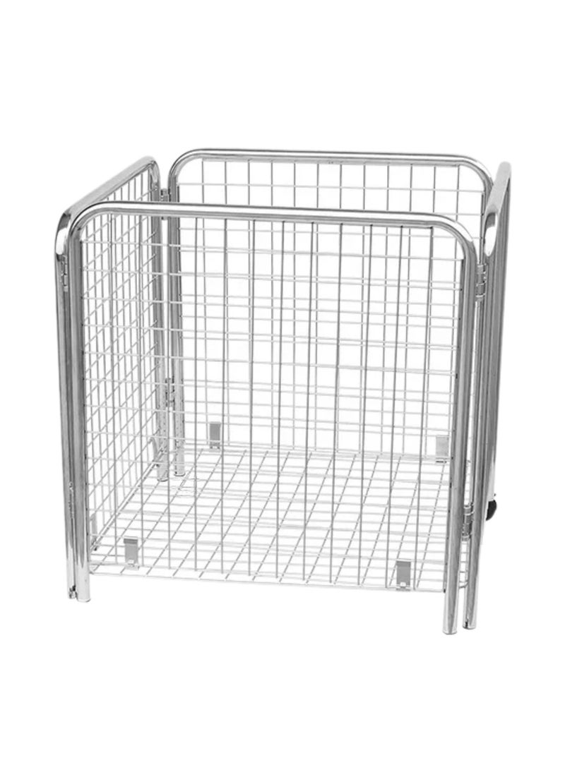 ORTUK Foldable Retail Shop Display Basket, Multi Purpose Metal Storage Basket with Wheels, 60kg Capacity Open Top Storage Supermarket Promotion Basket Organizer for Laundry Room, Bathroom, Showroom  - Image 5