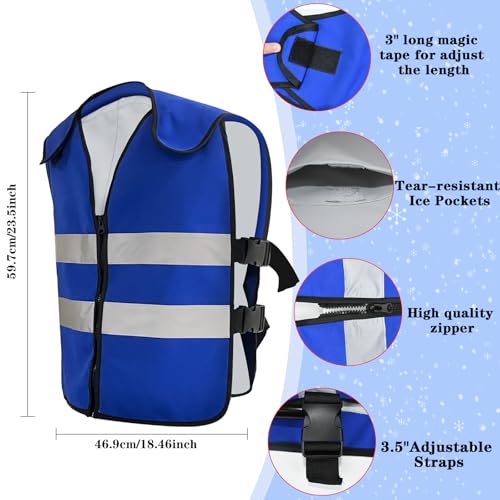 VVHOOY Cooling Vest for Men&Women,Reflective Ice Vest with 20 PCS Reusable Ice Packs,Adjustible Cool Jacket for Mascots,Working,Fishing,Cycling,Running,Cooking,Motorcycle in the Heat ﻿ - Image 2