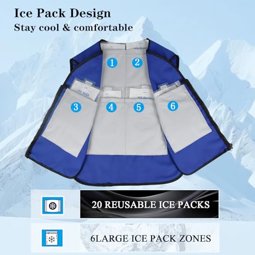 VVHOOY Cooling Vest for Men&Women,Reflective Ice Vest with 20 PCS Reusable Ice Packs,Adjustible Cool Jacket for Mascots,Working,Fishing,Cycling,Running,Cooking,Motorcycle in the Heat ﻿ - Image 3