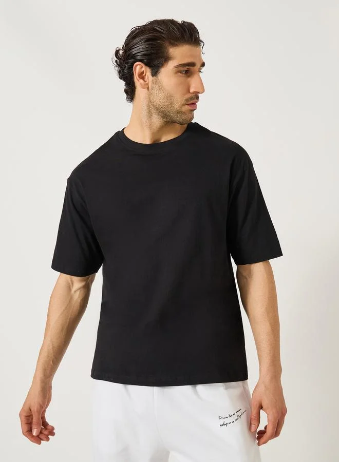 ستايلي Styli Graphic Print Round Neck Oversized Cotton T-Shirt