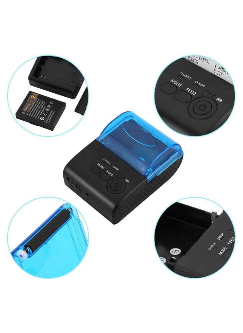 58mm Mini USB/Bluetooth Thermal Printer Receipt Portable, High Speed Thermal Printer for ESC/POS/Receipt Ticket Profession Printer, Shareable with Windos/Vista/Linux/Android(US)
