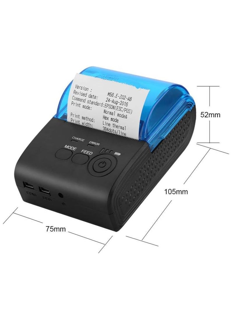 58mm Mini USB/Bluetooth Thermal Printer Receipt Portable, High Speed Thermal Printer for ESC/POS/Receipt Ticket Profession Printer, Shareable with Windos/Vista/Linux/Android(US)