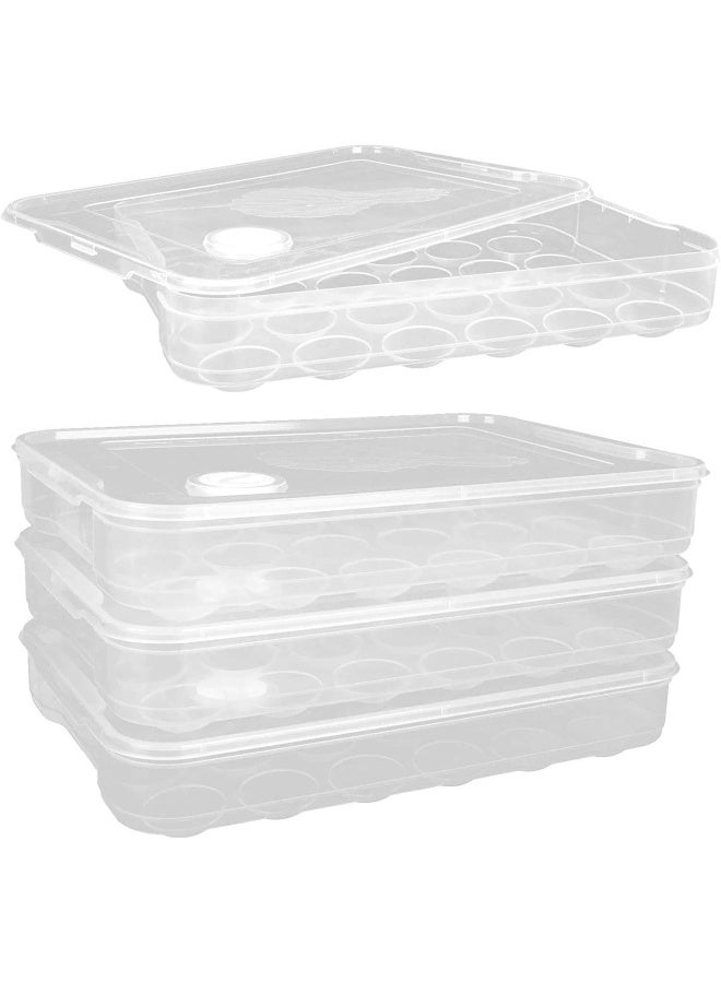 Premify Set Of 3 Stackable Egg Storage Tray, 72 Eggs Storage Trays With Locking Lids, Transparent Egg Holder, Egg Container Crisper Fridge Organizer Bins, Egg Box For Refrigerator, Hiking, Outdoor, Camping - Image 1