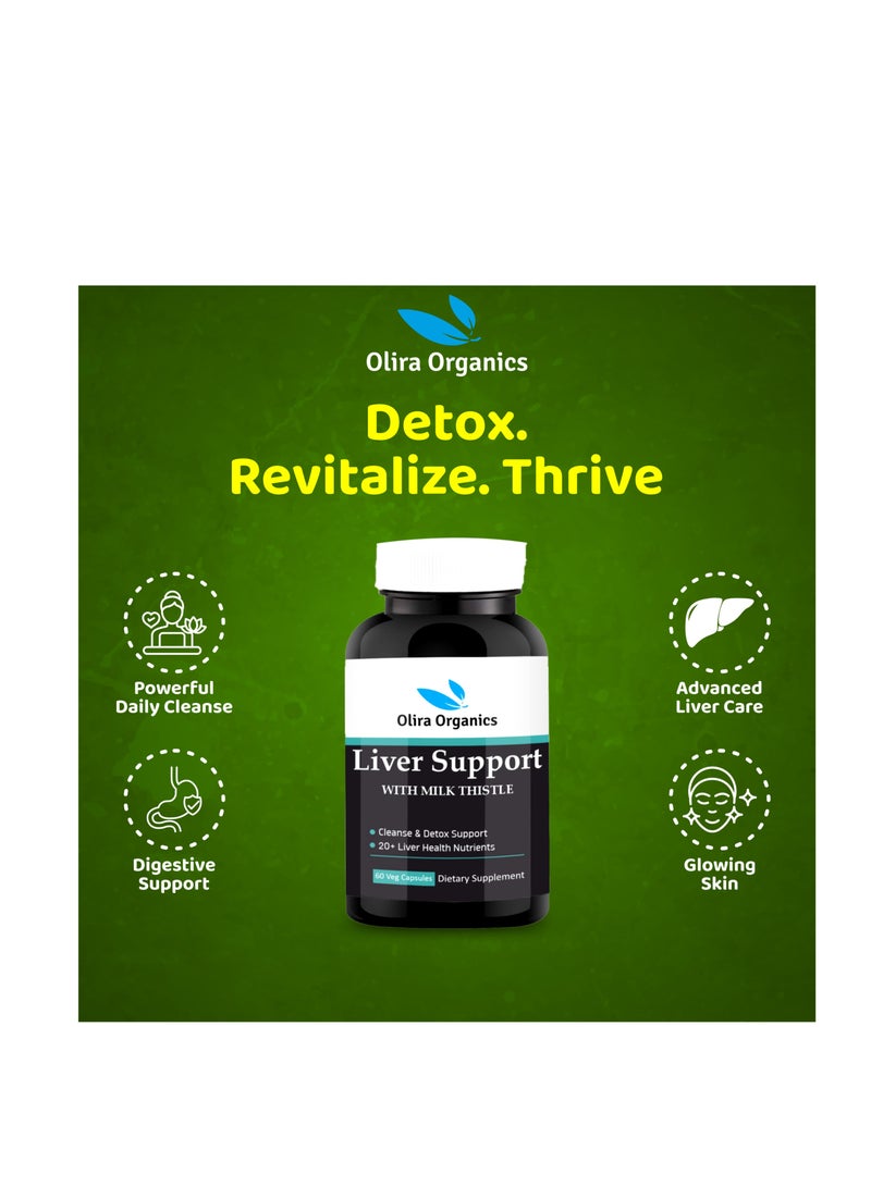 أوليرا أورجانيكس دعم الكبد 60 كبسولة نباتية | تطهير وإزالة السموم لدعم الكبد | تركيبة متقدمة تحتوي على 20 عنصرا غذائيا - شوك الحليب ، الخرشوف ، الشمندر ، جذر الهندباء ، الكولين والعناب - Image 2