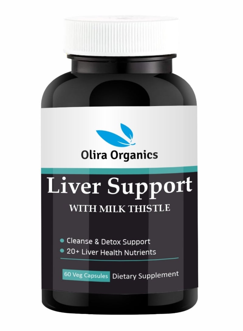 أوليرا أورجانيكس دعم الكبد 60 كبسولة نباتية | تطهير وإزالة السموم لدعم الكبد | تركيبة متقدمة تحتوي على 20 عنصرا غذائيا - شوك الحليب ، الخرشوف ، الشمندر ، جذر الهندباء ، الكولين والعناب - Image 1
