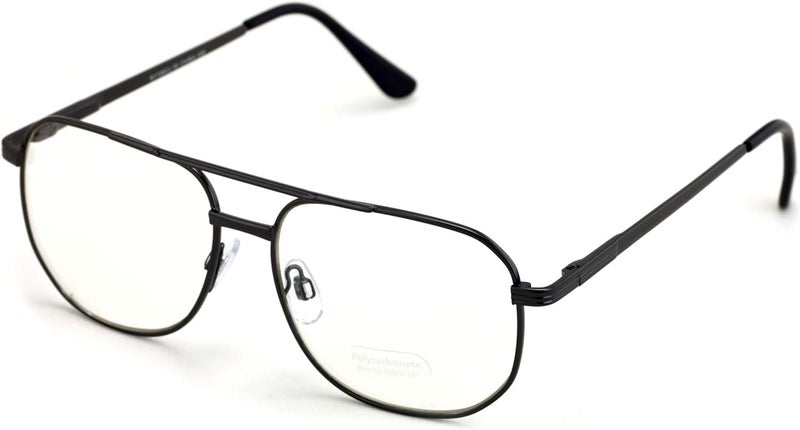 V.W.E. Metal Tear Drop Clear Len Glasses - Big Lens Spring Hinge Square Fashion Gold Gunmetal - Image 1