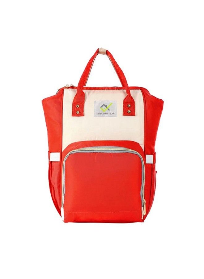 HOUSE OF QUIRK Baby Diaper Bag Maternity Backpack (Red;Beige)  - Image 1