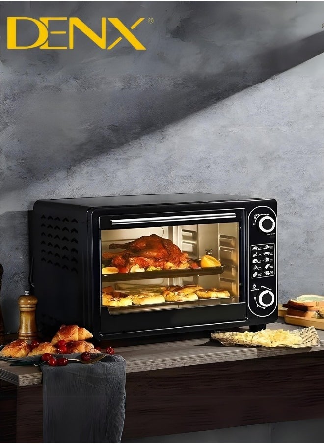 Denx Dnex Oven48 Liters 2000 Watts, Temperature Control 100 Degrees Celsius 60 Minute Timer 3 Multi-Function Home Heating Modes For Baking Cake Three-Layer Electric Grill With Stove Lamp And Tempered Glass - Image 2