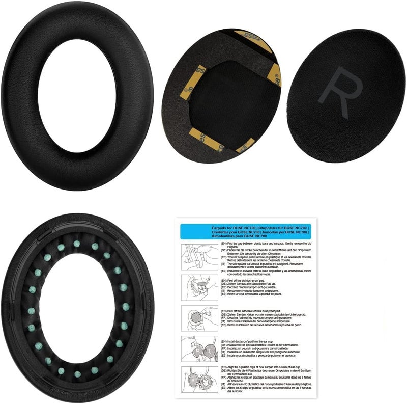 FUNI Bose Ear Pads Replacement Kit for Bose 700 Noise Cancelling Headphones (NC700), Softer PU Leather, Luxurious Memory Foam, Added Thickness, Extra Durable Ear Cushions (Black) - Image 5