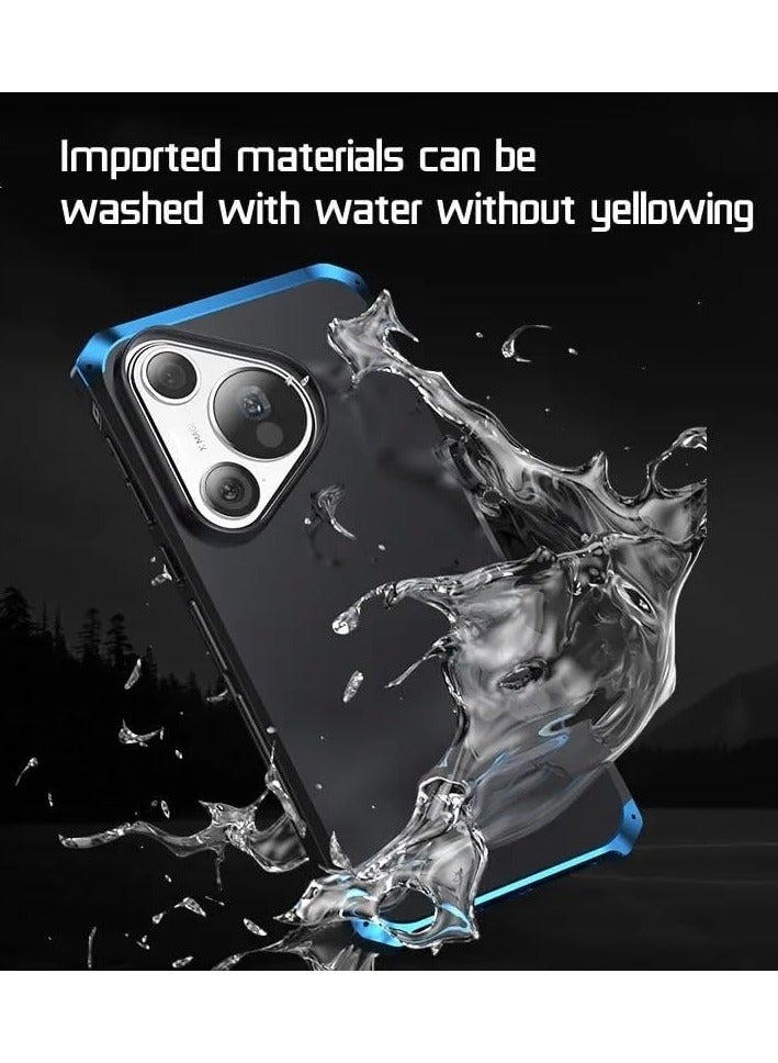 general Phone Case Compatible with Huawei Pura 70 Pro, Luxury Aluminum Metal Bumper Hybrid Hard PC Back Case Cover - Image 4