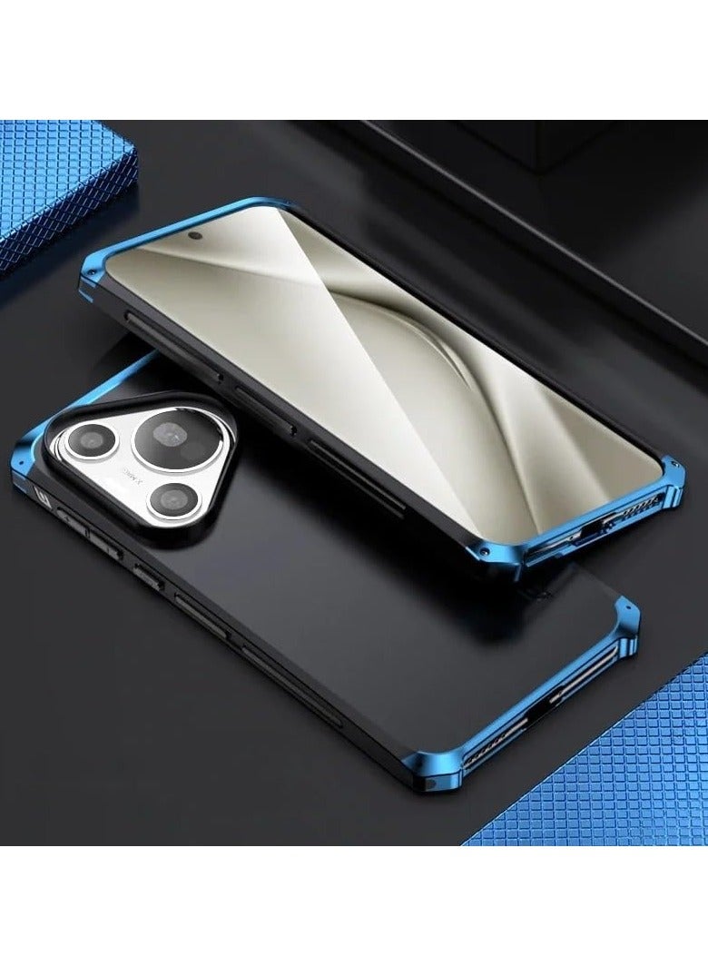 general Phone Case Compatible with Huawei Pura 70 Pro, Luxury Aluminum Metal Bumper Hybrid Hard PC Back Case Cover - Image 1