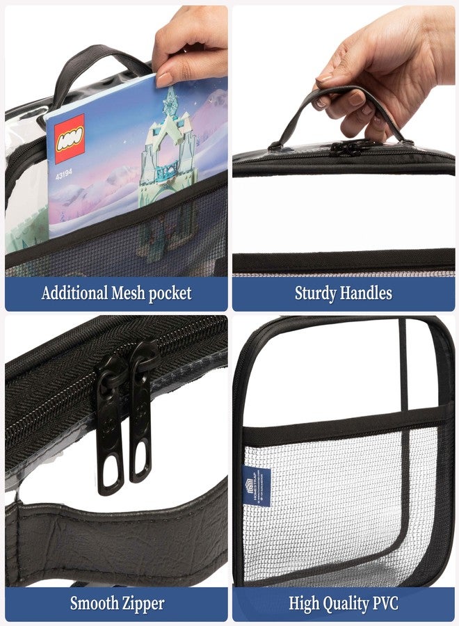HomeStrap Set of 2 Large Multi Purpose Transparent Toy & Board Game Storage Bags | Waterproof, Durable & Portable | Organizer with Handles & Mesh Pocket for Books & Games - Image 3