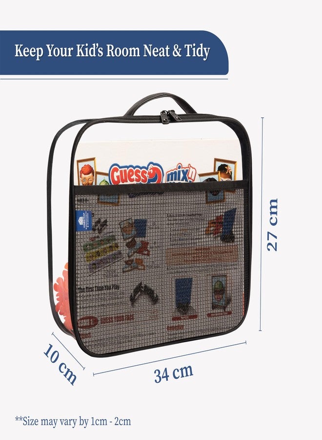 HomeStrap Set of 2 Large Multi Purpose Transparent Toy & Board Game Storage Bags | Waterproof, Durable & Portable | Organizer with Handles & Mesh Pocket for Books & Games - Image 2