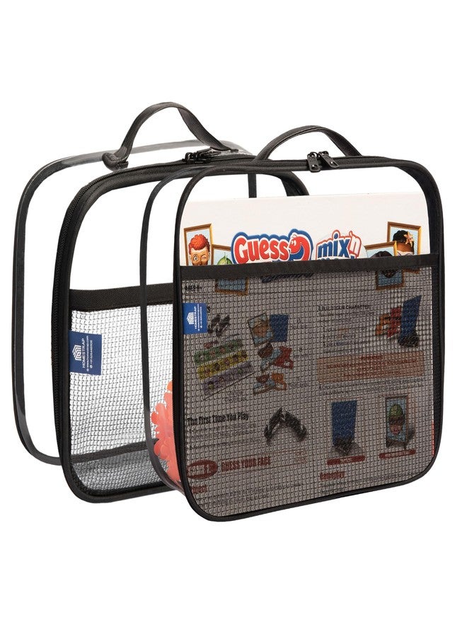 HomeStrap Set of 2 Large Multi Purpose Transparent Toy & Board Game Storage Bags | Waterproof, Durable & Portable | Organizer with Handles & Mesh Pocket for Books & Games - Image 1