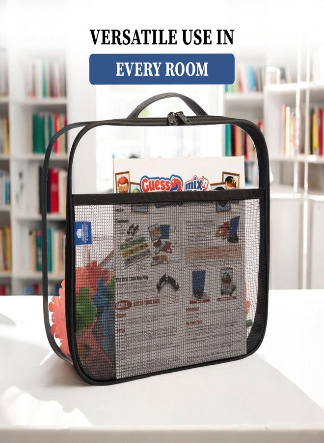 HomeStrap Set of 2 Large Multi Purpose Transparent Toy & Board Game Storage Bags | Waterproof, Durable & Portable | Organizer with Handles & Mesh Pocket for Books & Games - Image 5
