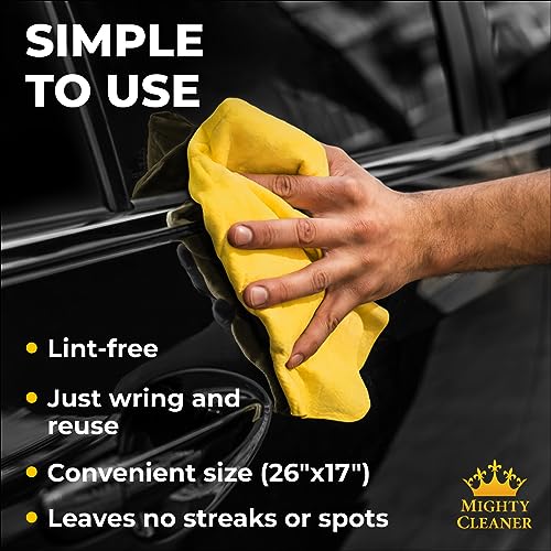 Mighty Cleaner Premium Shammy Cloth for Car Drying - 26”x17” - Super Absorbent Chamois Towel for Car - Scratch-Free, Reusable & Soft - Image 4