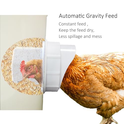 Suplklz DIY Chicken Feeder Ports Rain Proof Gravity Feed Kits for Buckets, Bins, Troughs and More, 8 Ports - Image 2