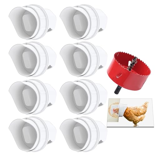 Suplklz DIY Chicken Feeder Ports Rain Proof Gravity Feed Kits for Buckets, Bins, Troughs and More, 8 Ports - Image 1