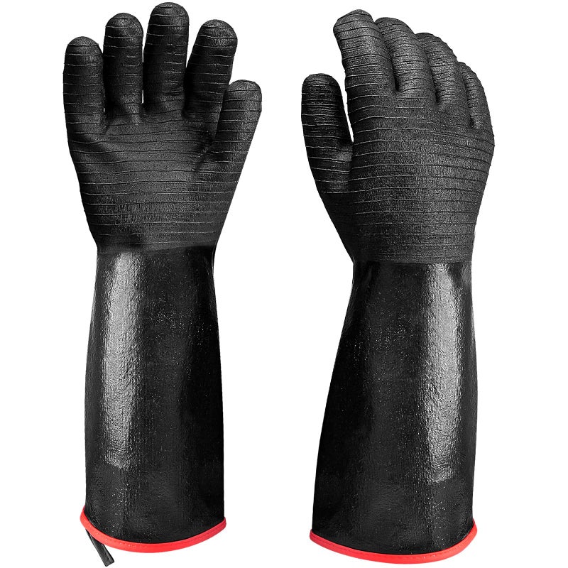 GEEKHOM GEEKHOM 18Inch Heat Resistant Gloves 932F for BBQ Grilling Waterproof Long Sleeve AntiSlip Cooking Gloves  Textured Grip Protection 