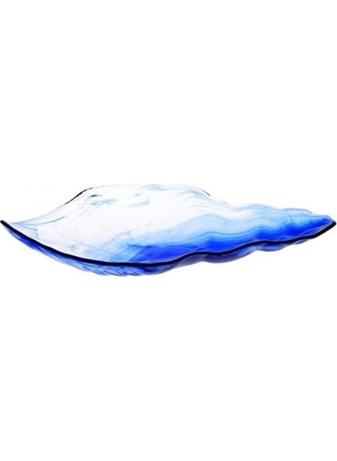 Paşabahçe Glass 2-Piece Marine Batik Blue Serving Plate Appetizer & Presentation Bowl Boat Turkish Delight Bowl  - Image 4