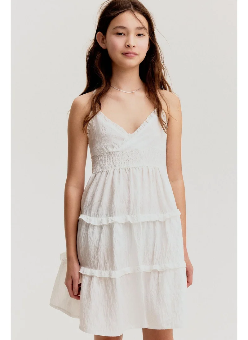 اتش اند ام Smocked frill-trimmed dress