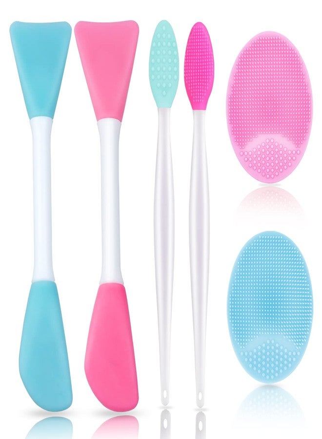 Namgznso 6pcs Silicone Face Brush Set, 2PCS Silicone Face Applicator Brush, 2PCS Exfoliating Lip Brush, 2PCS Silicone Face Cleaning Brushes Pad,Blackhead Face Exfoliator Skin Care Tool for Women Men - Image 1