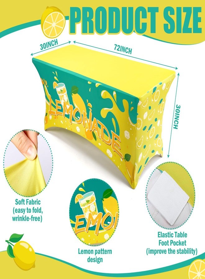 Hahafelt 3 Pcs Lemon Stand Supplies Lemonade Stand Table Cloth 6ft Lemonade Stretch Table Cover for Standard Folding Tables Summer Party Tablecloth Gathering Beach Picnic Lemon Party Decor - Image 2