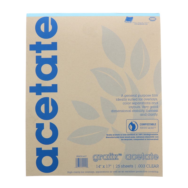GRAFIX P03CL1417 CLEAR ACETATE .003 25 SHEET 14X17 PAD